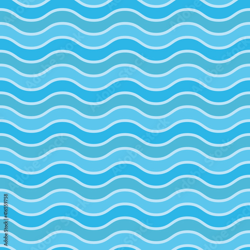 Waves seamless pattern, light blue. Nautical style vector pattern with waves.