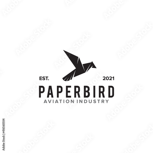 Aviation logo design with using icon of origami bird