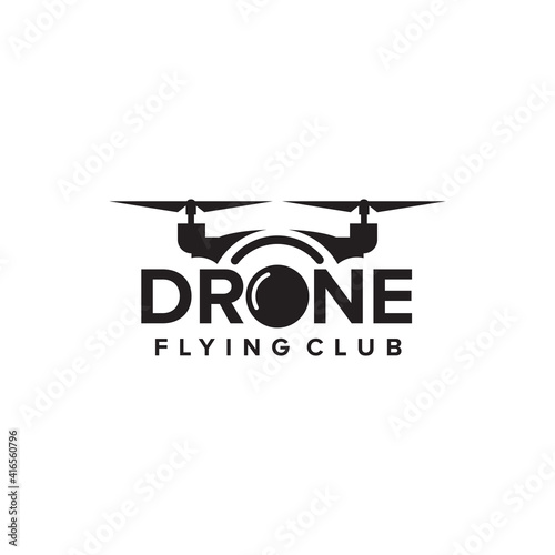 Drone flying club logo design template