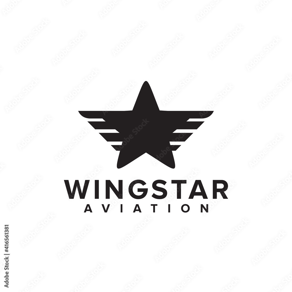 Obraz premium Aviation logo with combining star and wings design