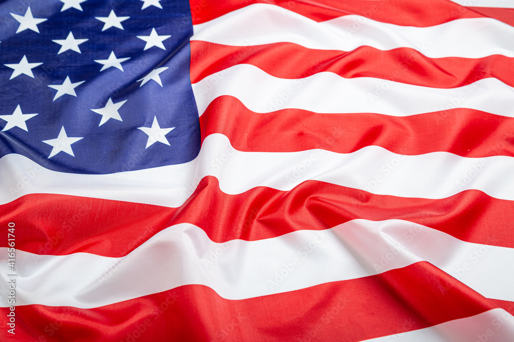Obraz premium Close Up American Flag wave, Memorial Day or 4th of July, studio shot