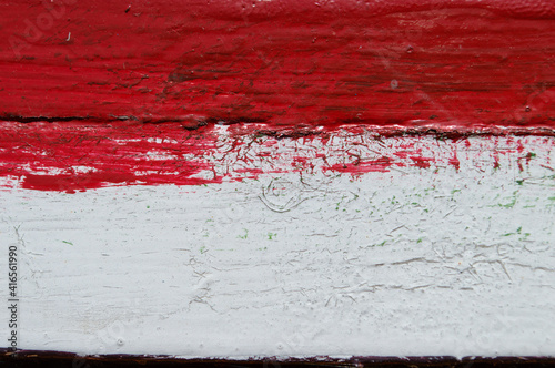 brush trail over wood, red, white