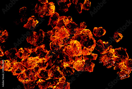 A close up of ice on a black background