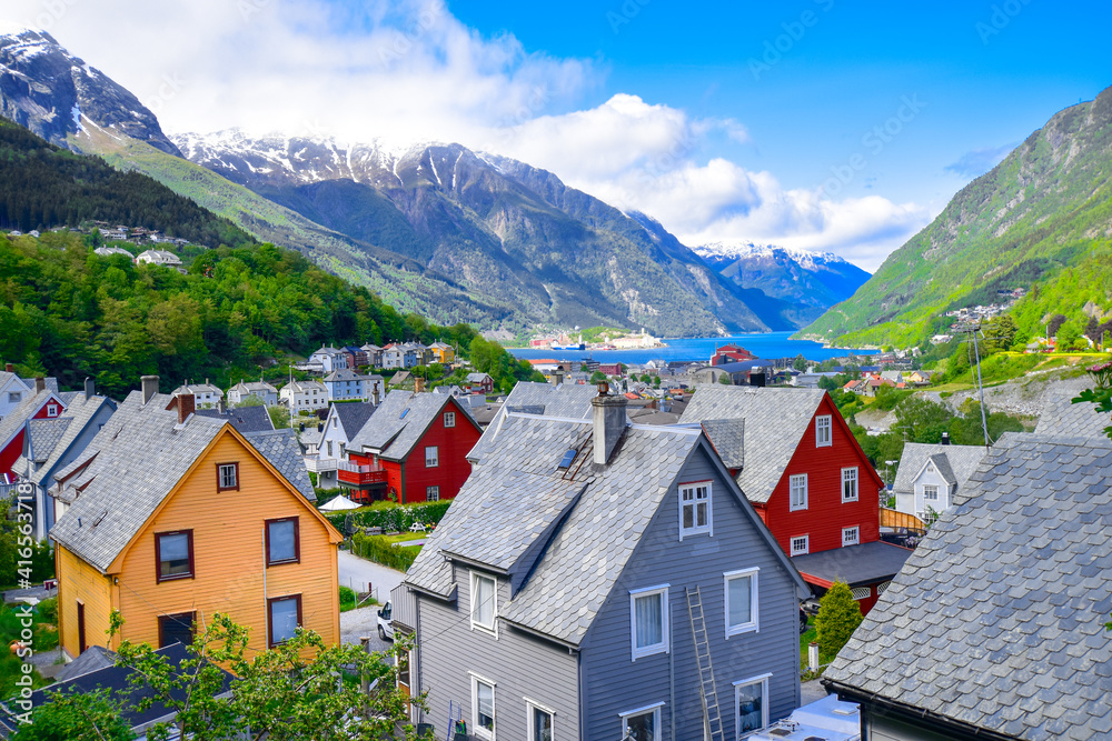 The beautiful town of Odda, surrounding the southern end of the Sorfjorden. Also main commercial and economic center of Hardanger region.