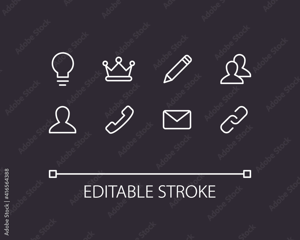 Outline website icon set isolated on a dark background for web site design, logo, app, UI. Editable stroke. Vector illustration. Linear line style. Outline website icon set isolated on a dark background for web site design, logo, app, UI. Editable stroke. Vector illustration. Linear line style.
