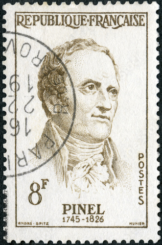 FRANCE - 1958: shows Philippe Pinel (1745-1826), French Physicians, 1958