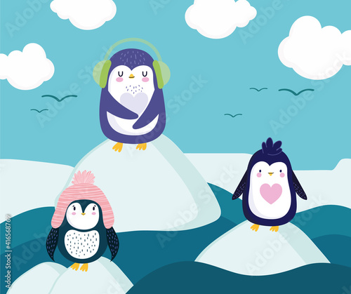 penguins in ice