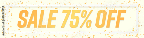 Sale 75% off, web banner design template, discount horizontal poster, vector illustration 