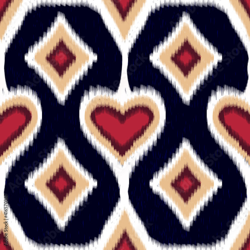 Traditional geometric fabric pattern heart shape for carpet background, fabric wallpaper and shirt vector illustration

