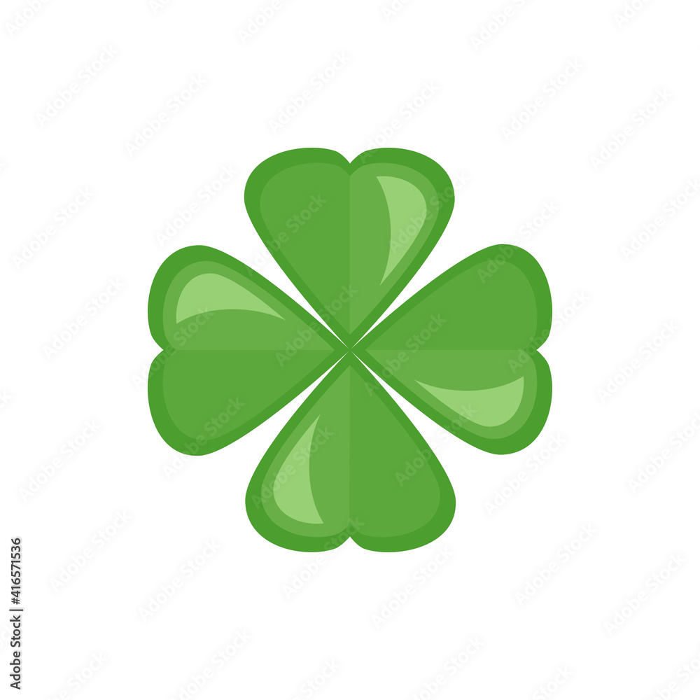Four leaf clover icon. Green herb Isolated on white. St Patrick Four leaf clover icon. Green herb Isolated on white. St Patrick