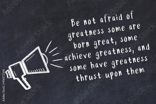 Canvas-taulu Chalk loudspeaker and wise quote on black desk