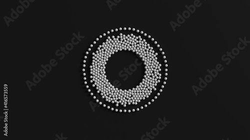 3d spheres group that morph its shape due to the force of invisible attractor in the center of screen. Abstract monochrome background. Loopable sequence. Minimalist.