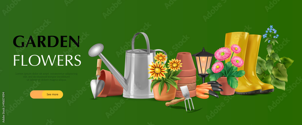 Garden Flowers Horizontal Banner Garden Flowers Horizontal Banner