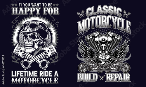 vintage motorcycle - t-shirt design
