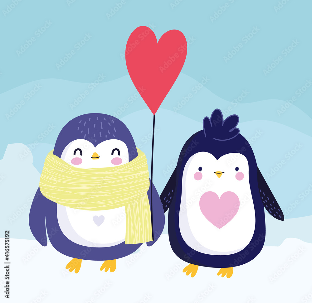 Fototapeta premium penguins scarf balloon