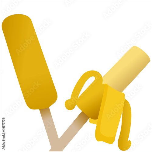 Banana : Flavored Soft Ice cream Set : Vector Illustration