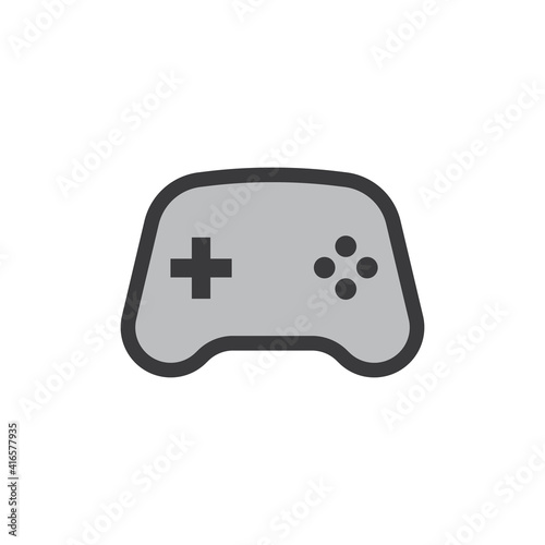 Joystick videogame controller. Gamer controlling device vector icon.