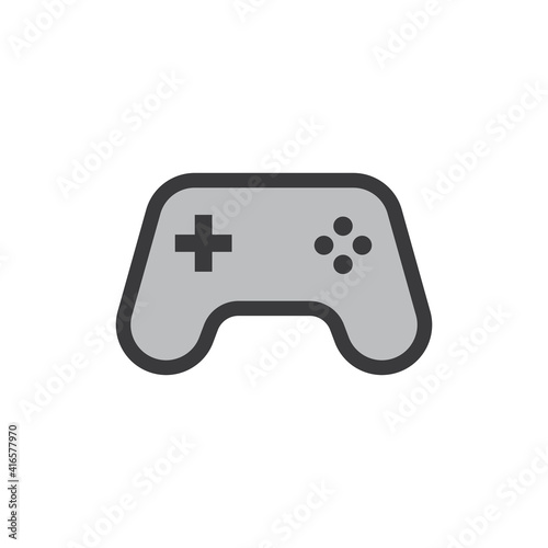 Joystick videogame controller. Gamer controlling device vector icon.