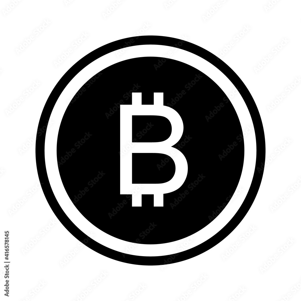 Bitcoin symbol icon, black and white design. Crypto payment. Vector illustration Bitcoin symbol icon, black and white design. Crypto payment. Vector illustration