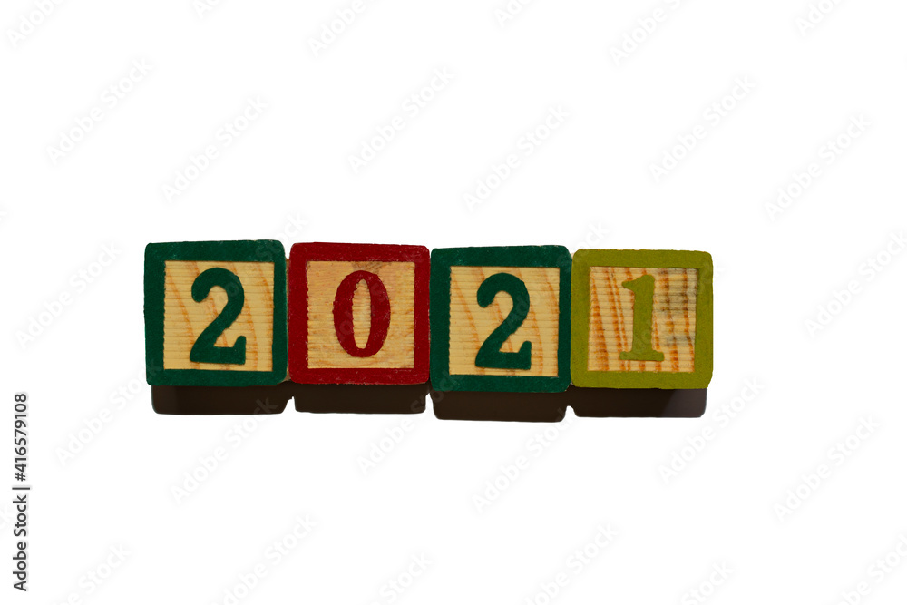 year 2021 formed by letters on wooden cubes year 2021 formed by letters on wooden cubes