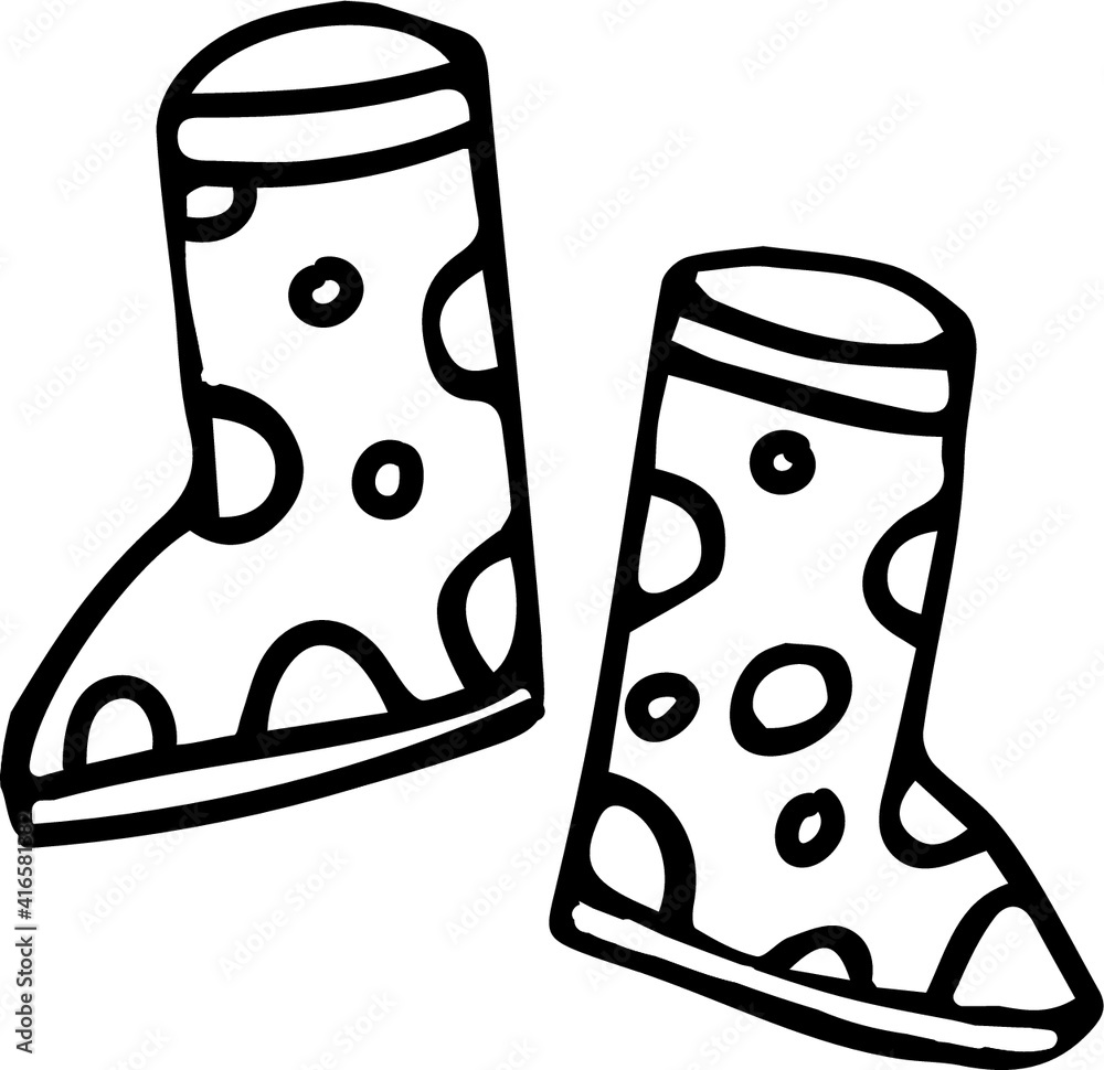 Cute little vector - rubber boots. Hand drawn isolated illustration ...