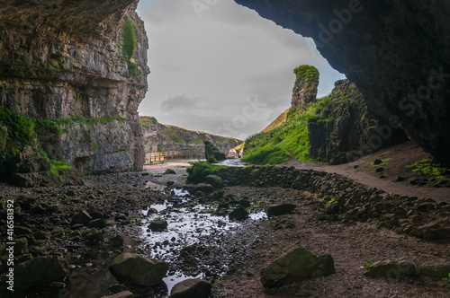 Smoo Cave village on the cliffs nc500 north coast 500 scotland photo
