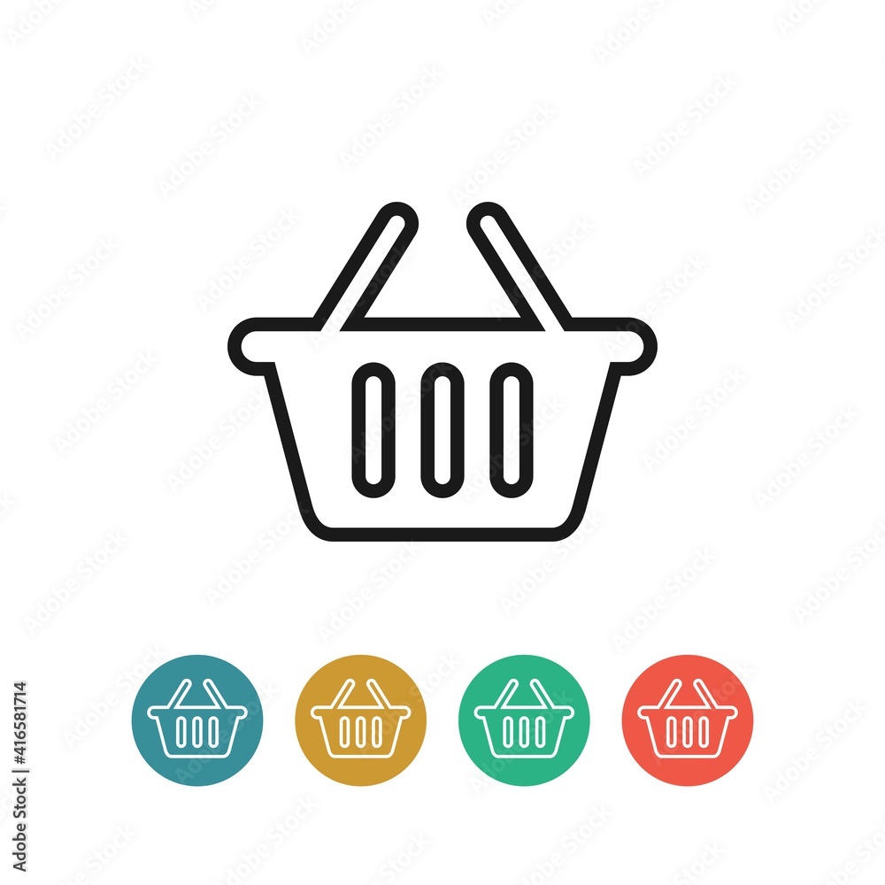 Basket flat vector icon. Purchase flat vector icon. Market flat vector icon Basket flat vector icon. Purchase flat vector icon. Market flat vector icon