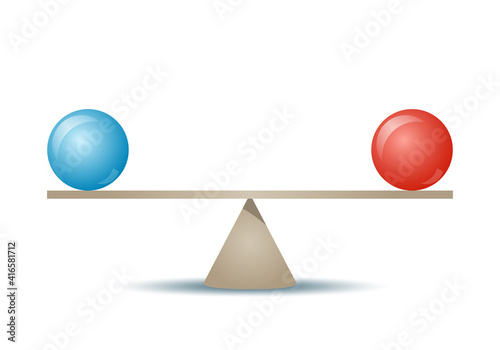 Conceptual illustration of the perfect balance between two issues