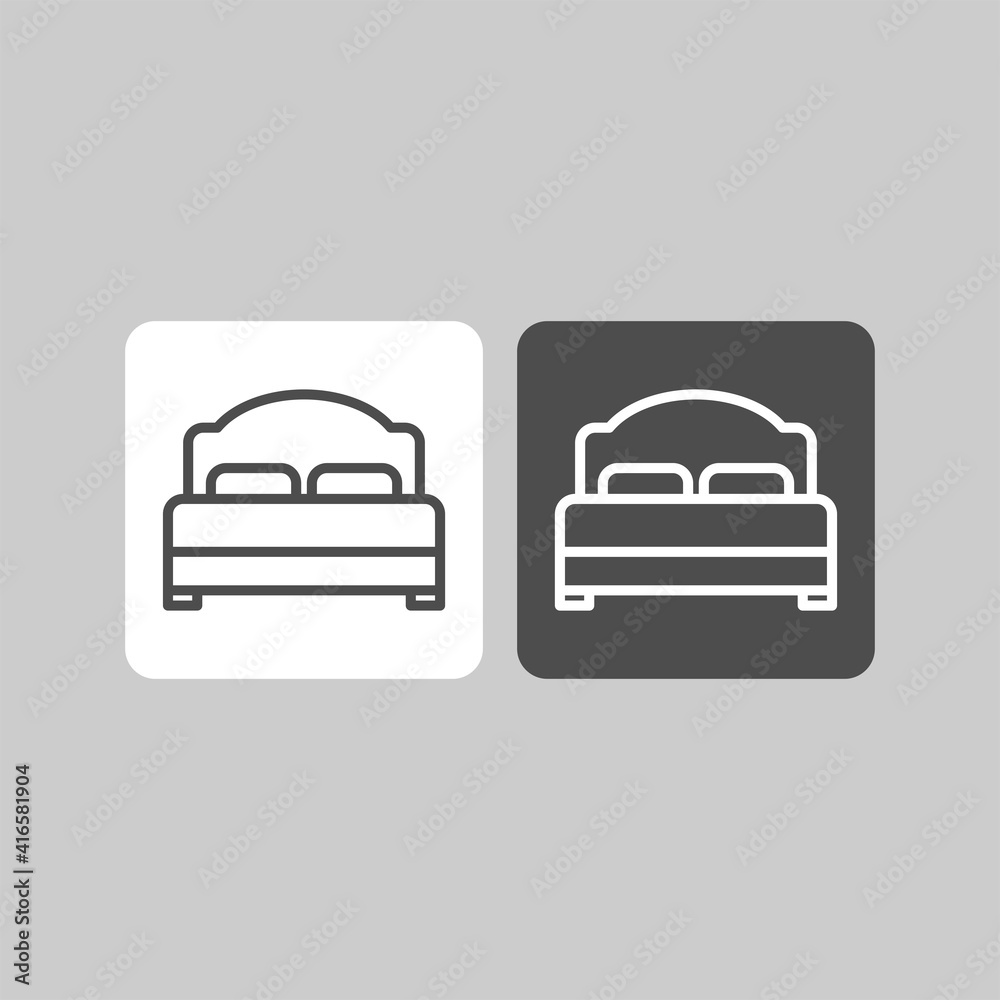 Bed flat vector icon. Hotel flat vector icon. Lodging flat vector icon