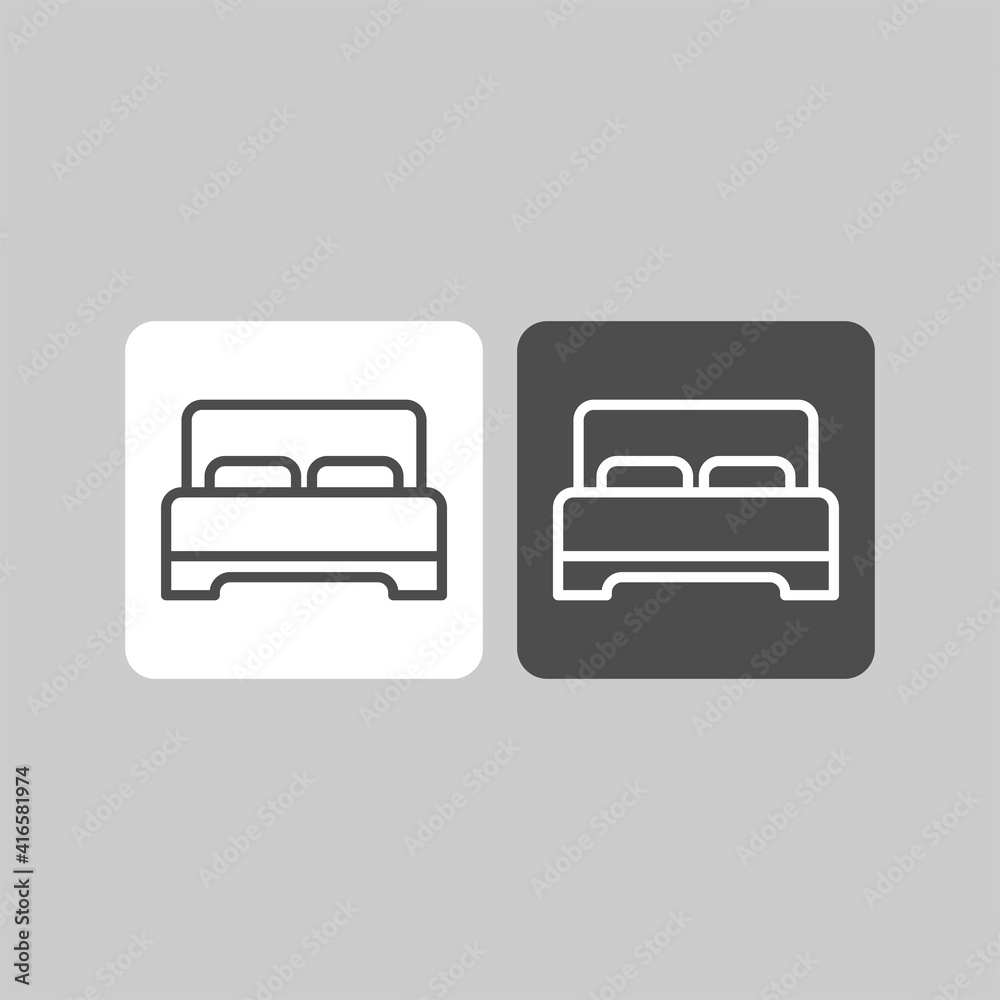 Bed flat vector icon. Hotel flat vector icon. Lodging flat vector icon