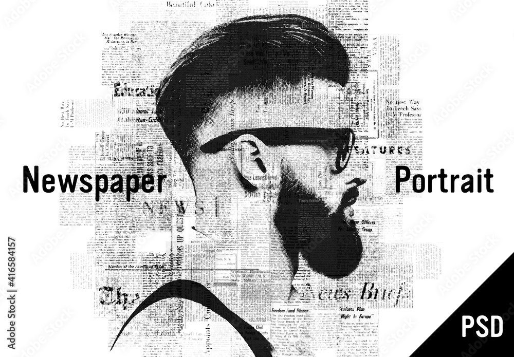 Newspaper Portrait Effect Stock Template Adobe Stock