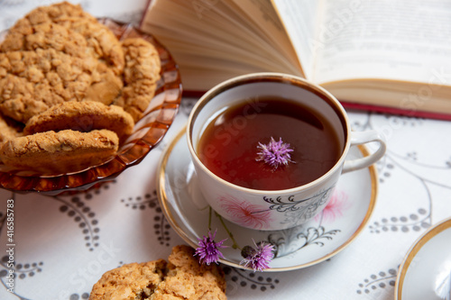 tea and cookies with jam