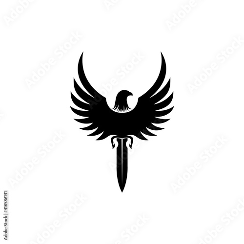 For the defense industry, eagle and dagger combination vector logo.
