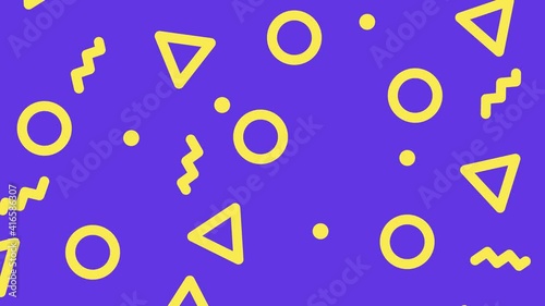 Trendy colorful fun shapes and pattern on seamless loop