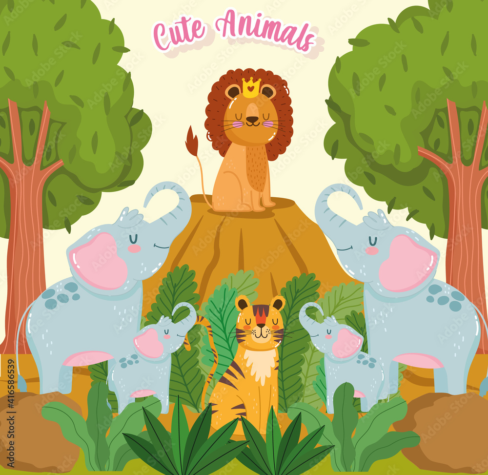 Obraz premium Cute animals jungle