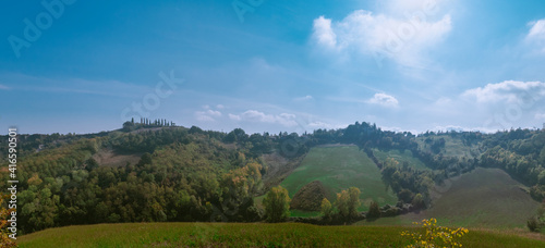Hillside landscape. Bologna Apennines. Colli Bolognesi