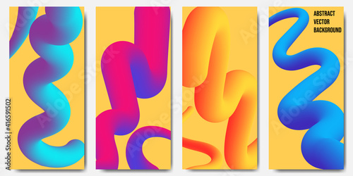 set of four abstract background mobile wallpapers with waves worms look design. Vector illustration