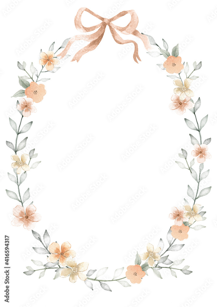Easter Spring Watercolor Invitation Template Floral Wreath