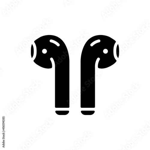 Airpods wireless headphones vector glyph icon