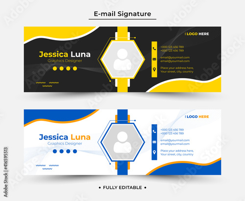 Corporate Email signature template or email footer and personal social media cover template with an author photo place modern layout design