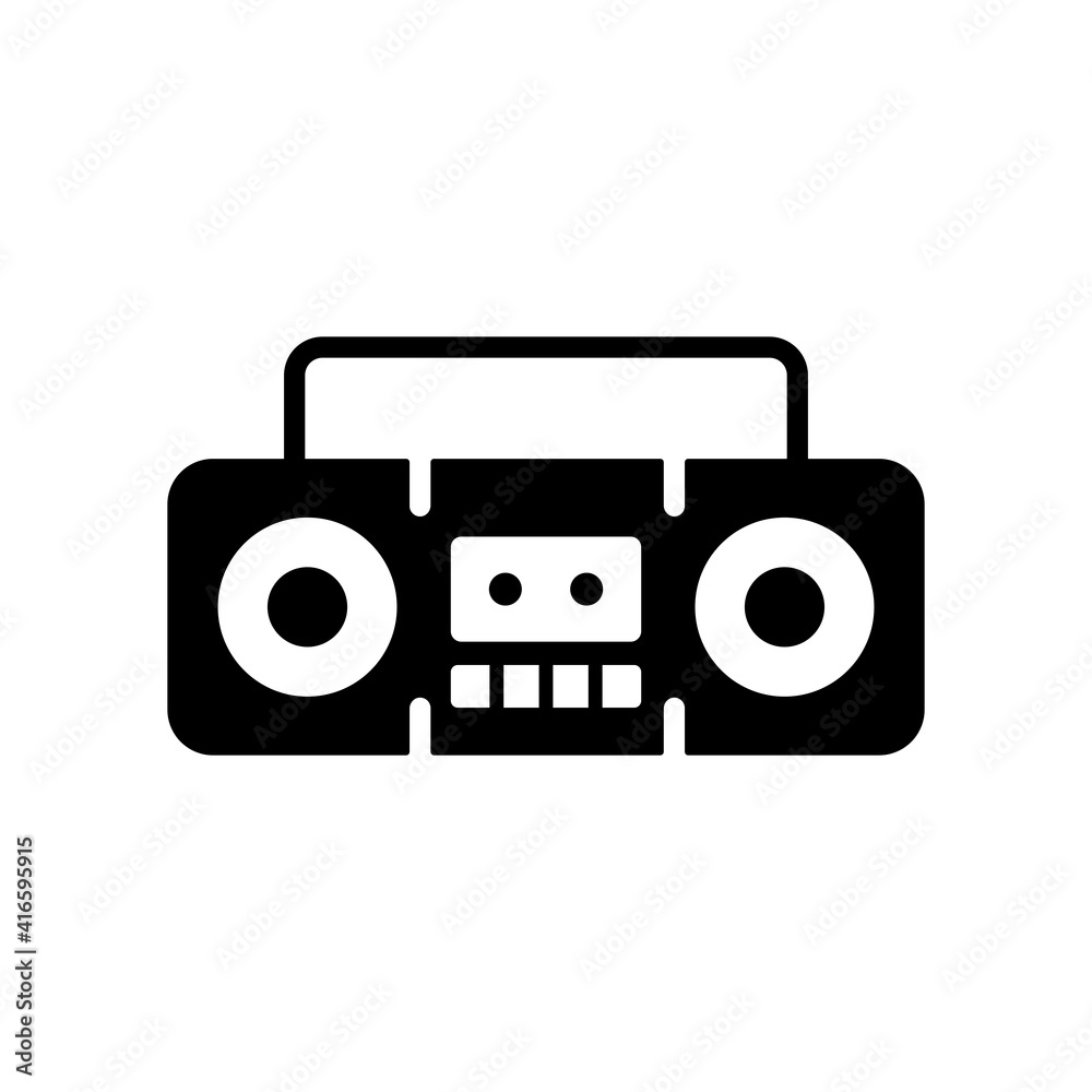 Boombox cassette stereo recorder vector glyph icon Boombox cassette stereo recorder vector glyph icon