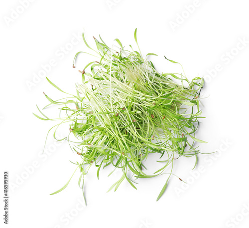 Pile of fresh microgreen isolated on white, top view © New Africa