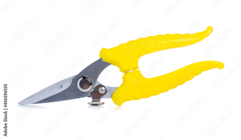 Gardening scissors tool on white background isolation Gardening scissors tool on white background isolation