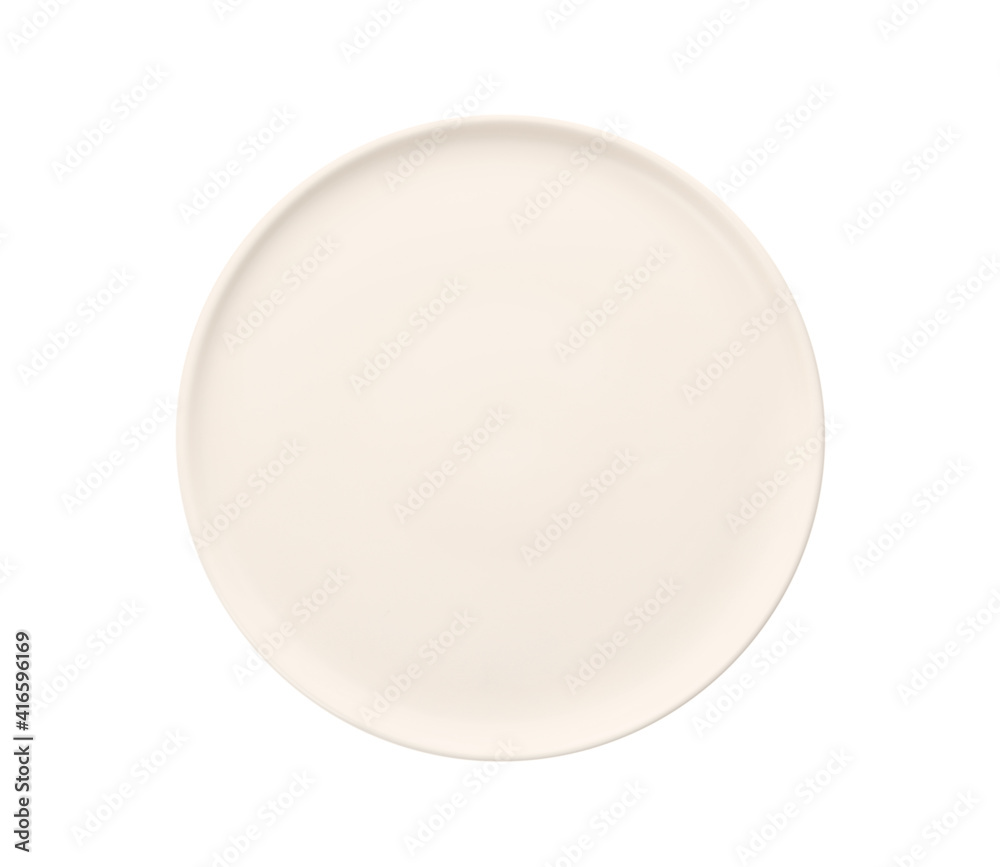 Clean empty ceramic plate isolated on white, top view Clean empty ceramic plate isolated on white, top view