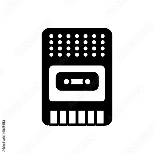 Vintage audio tape recorder vector glyph icon
