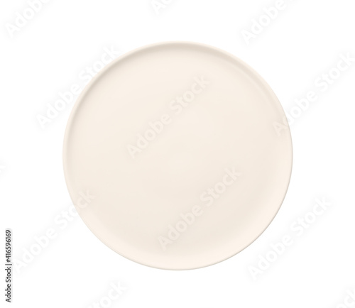 Clean empty ceramic plate isolated on white, top view