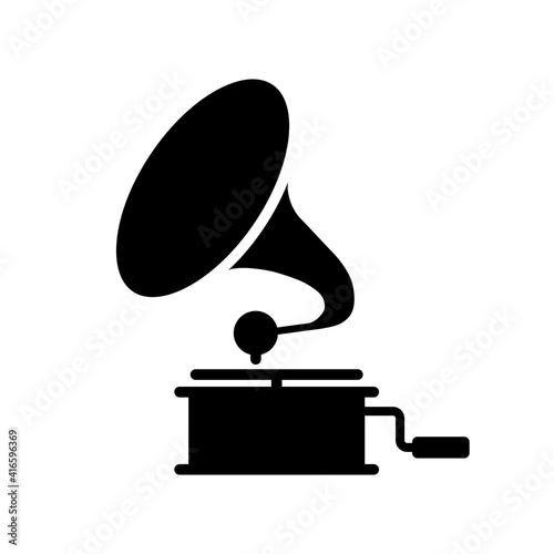 Gramophone vector glyph icon. Music sign photo