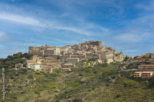 village of Giglio with the castle village of Giglio with the castle of Giglio island