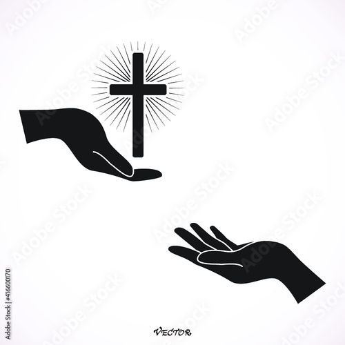 Faith concept. Supporting Religion. Icon, isolated on white background, flat style.