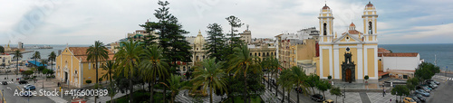 Ceuta, Spain - April 19, 2014: Vista panoramica de la plaza de Africa situada entre la catedral y la iglesia de la Virgen de africa. Al fondo ponemos ver el ayuntamiento.
